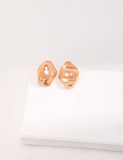 Abstract Sculpture Style Zircon Earrings