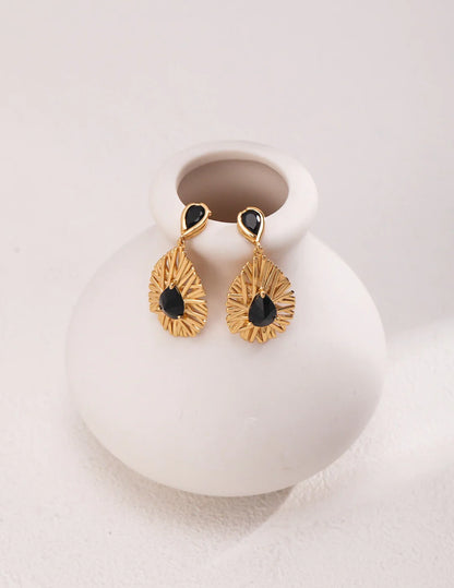 Palace Style Black Zircon Earrings