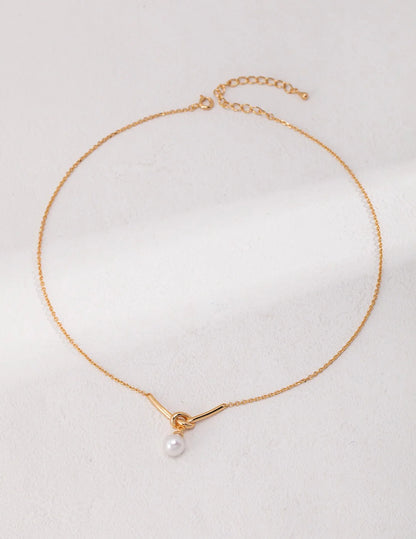 Love Knot Drop Pearl Necklace