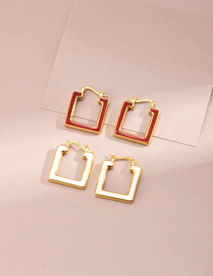 Square Loop Dripping Glaze Earrings