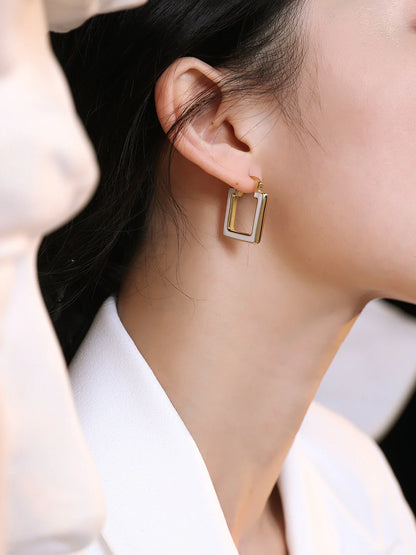 Square Loop Dripping Glaze Earrings