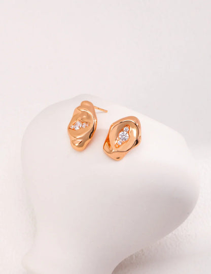 Abstract Sculpture Style Zircon Earrings