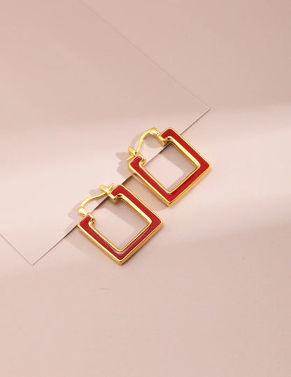 Square Loop Dripping Glaze Earrings